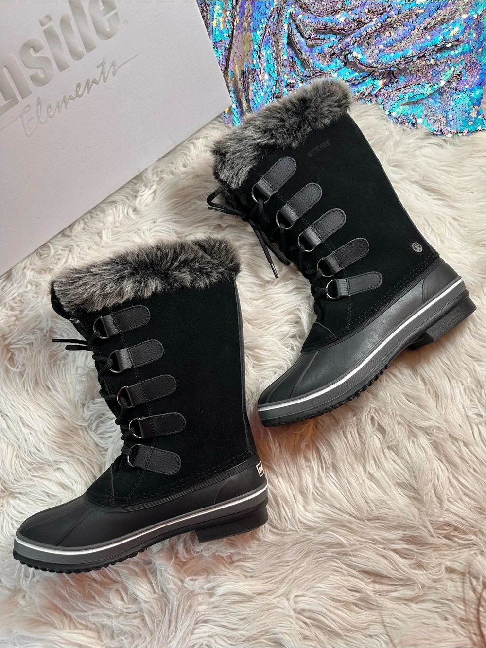 Northside Elements • Tall Waterproof Lace Up Insulated Duck Boots